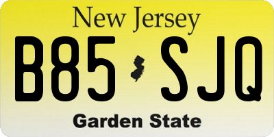 NJ license plate B85SJQ