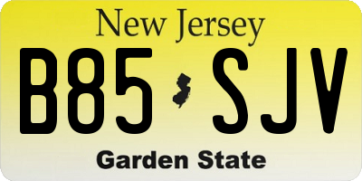 NJ license plate B85SJV