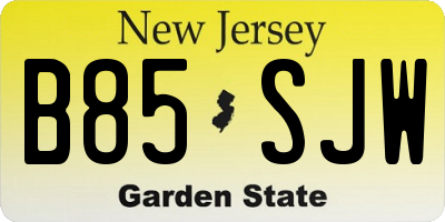 NJ license plate B85SJW