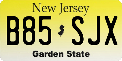 NJ license plate B85SJX