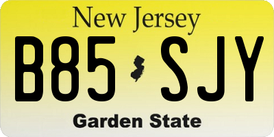 NJ license plate B85SJY