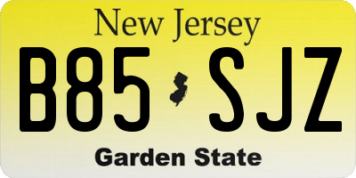 NJ license plate B85SJZ