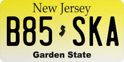 NJ license plate B85SKA