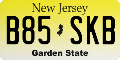 NJ license plate B85SKB