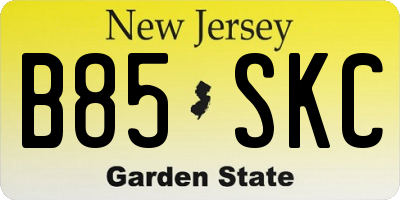 NJ license plate B85SKC