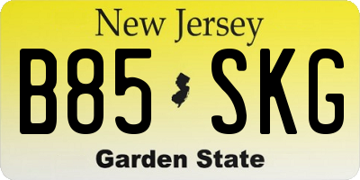 NJ license plate B85SKG