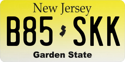 NJ license plate B85SKK