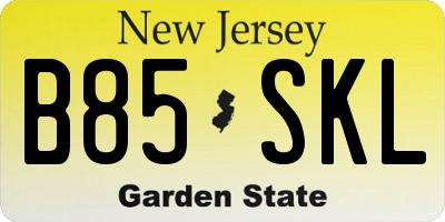 NJ license plate B85SKL