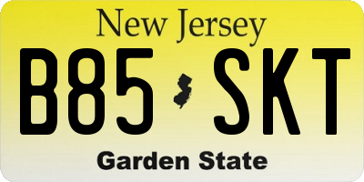 NJ license plate B85SKT