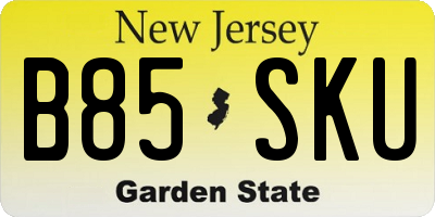 NJ license plate B85SKU