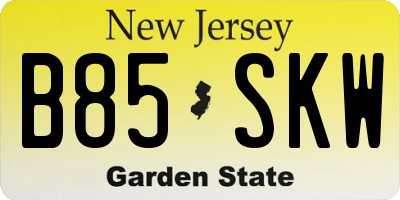 NJ license plate B85SKW