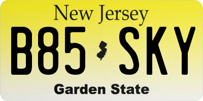 NJ license plate B85SKY