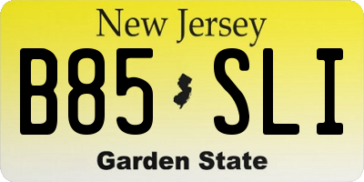 NJ license plate B85SLI
