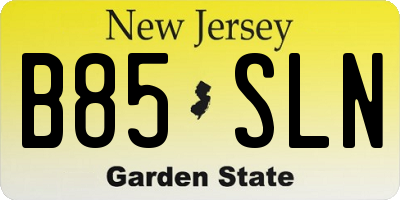NJ license plate B85SLN