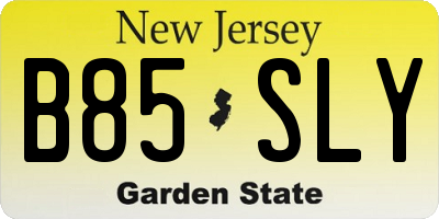 NJ license plate B85SLY