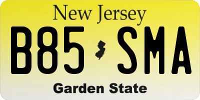 NJ license plate B85SMA