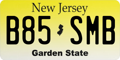 NJ license plate B85SMB
