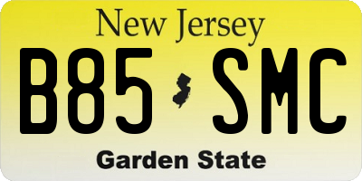 NJ license plate B85SMC