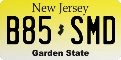 NJ license plate B85SMD