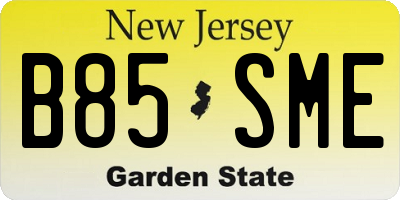 NJ license plate B85SME
