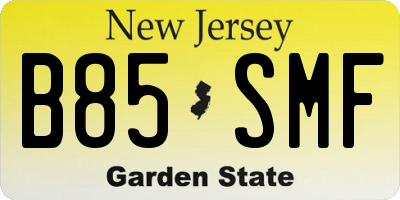 NJ license plate B85SMF