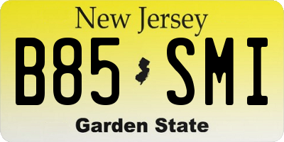 NJ license plate B85SMI