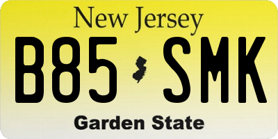 NJ license plate B85SMK