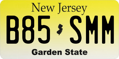 NJ license plate B85SMM