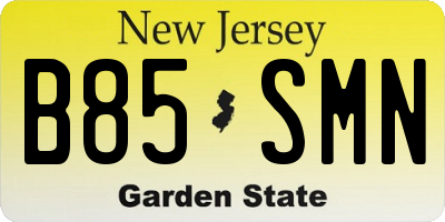 NJ license plate B85SMN