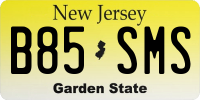 NJ license plate B85SMS