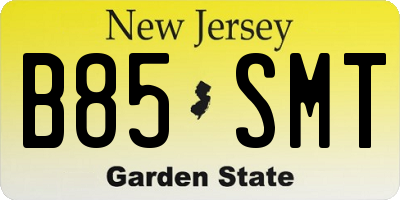 NJ license plate B85SMT