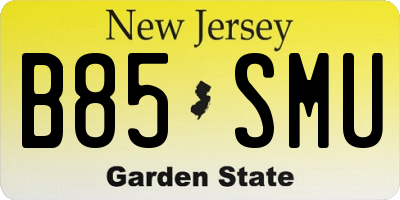 NJ license plate B85SMU