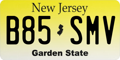 NJ license plate B85SMV