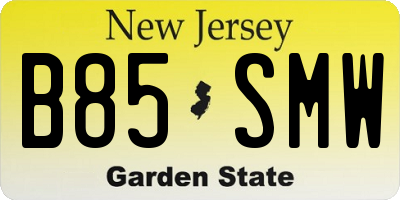 NJ license plate B85SMW