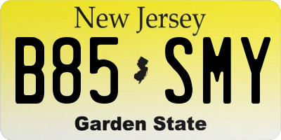 NJ license plate B85SMY