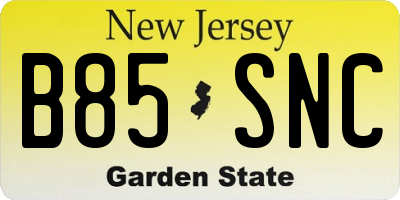 NJ license plate B85SNC