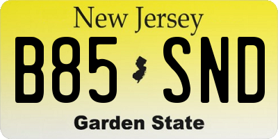 NJ license plate B85SND