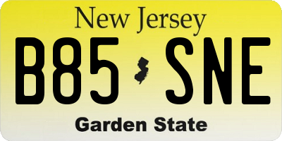 NJ license plate B85SNE