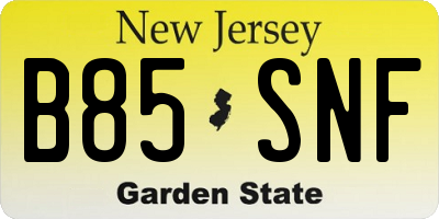 NJ license plate B85SNF