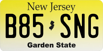 NJ license plate B85SNG