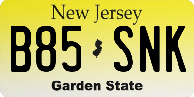 NJ license plate B85SNK