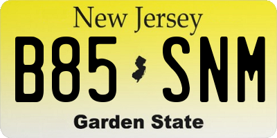 NJ license plate B85SNM