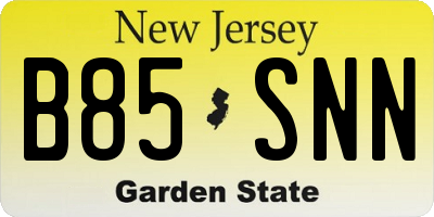 NJ license plate B85SNN