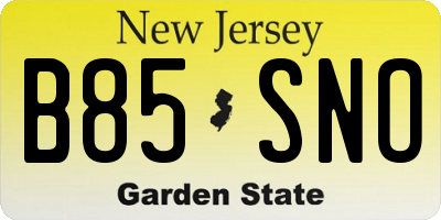 NJ license plate B85SNO