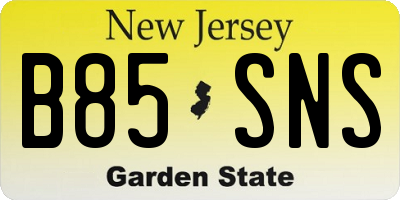 NJ license plate B85SNS
