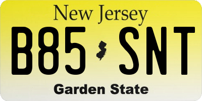 NJ license plate B85SNT