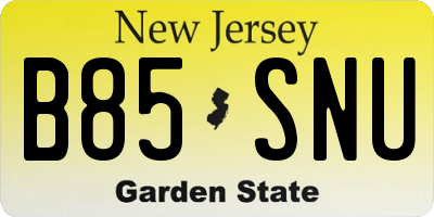 NJ license plate B85SNU