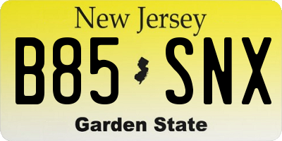 NJ license plate B85SNX