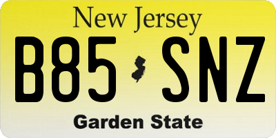 NJ license plate B85SNZ