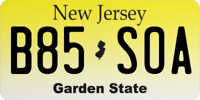NJ license plate B85SOA